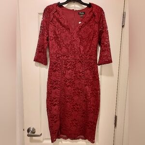 Lace Cocktail Dress in Wine Color